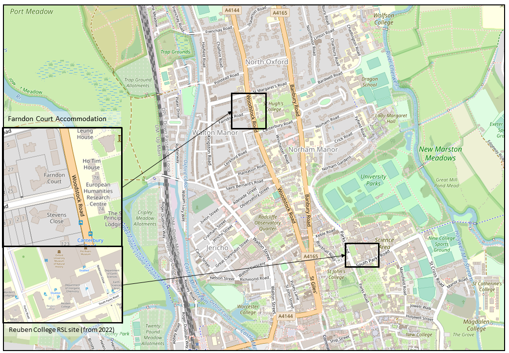 Farndon Court and Reuben College map