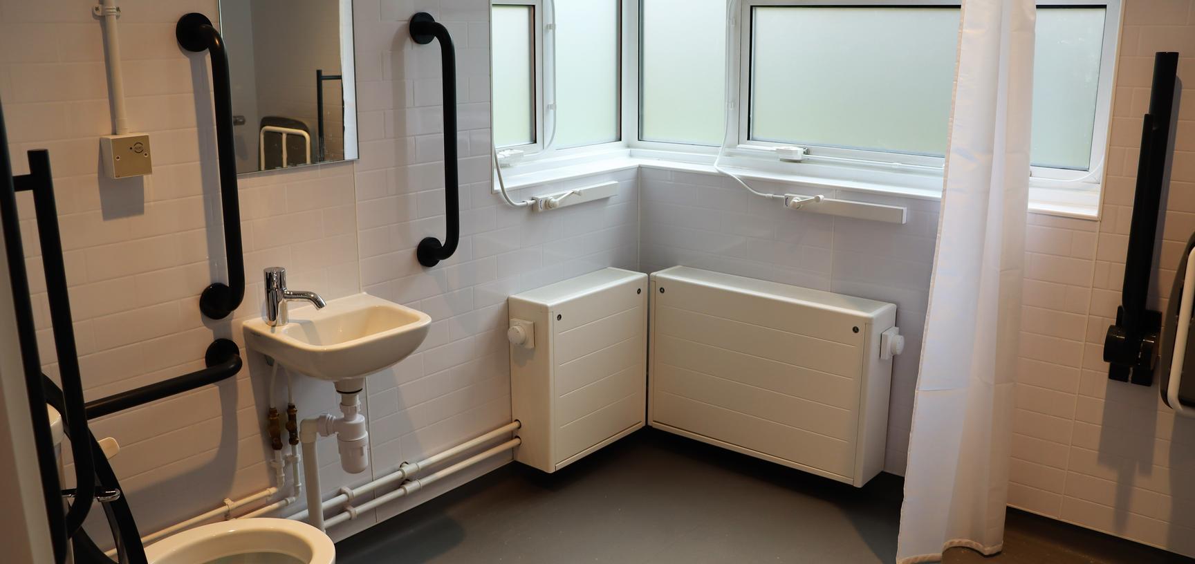 A large accessible bathroom