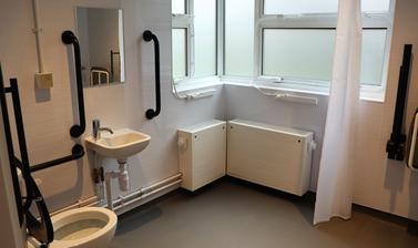 A large accessible bathroom