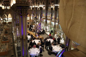 looking over dinner at the natural history museum from the balcony